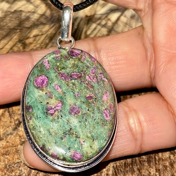Corundum Ruby Fuchsite Pendant 2” - Picture 7 of 13